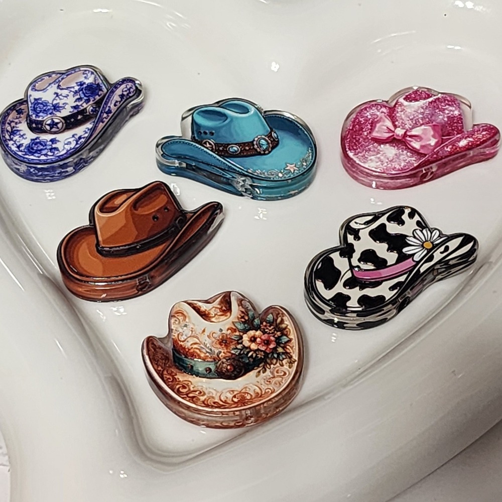 Cowbiy Hat Mix Flowers Beads 2 Pcs Focal Bead Beaded Pen Acrylic Charms Jewelry